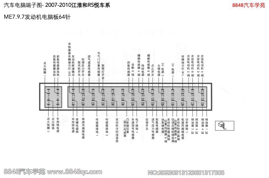 2007-2010江淮和悦RS-ME7.9.7发动机电脑板64针